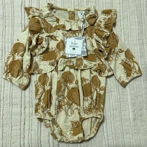 Kate Quinn Cream and Brown Floral Bodysuit